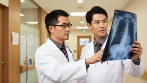 Лечит легкие в Корее